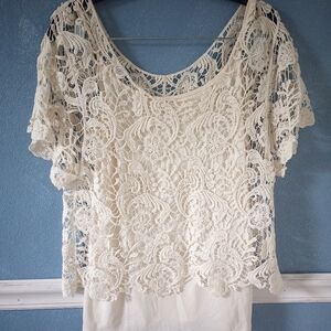 Free To Luv Crochet Overlay Lady Top